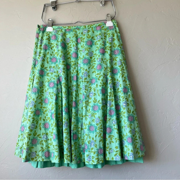 Garnet Hill Green Pleated Midi Skirt Resort Wear - Picture 6 of 6